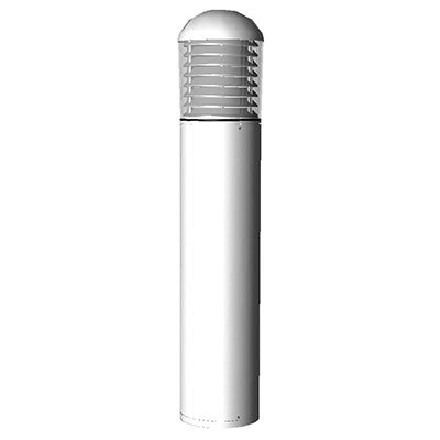 ( DuraGuard - D-70W-PSMH-DTRBAAL-MT-WH )  Dome Top Round Bollard, 70 watts, PSMH, louvers, Quad, white