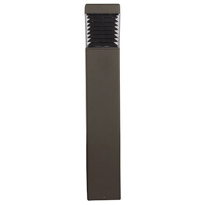 ( DuraGuard - D-70W-HPS-SBSAAL-MT-BZ )  Square Bollard, 70 watts, HPS, square louvers, Quad, bronze